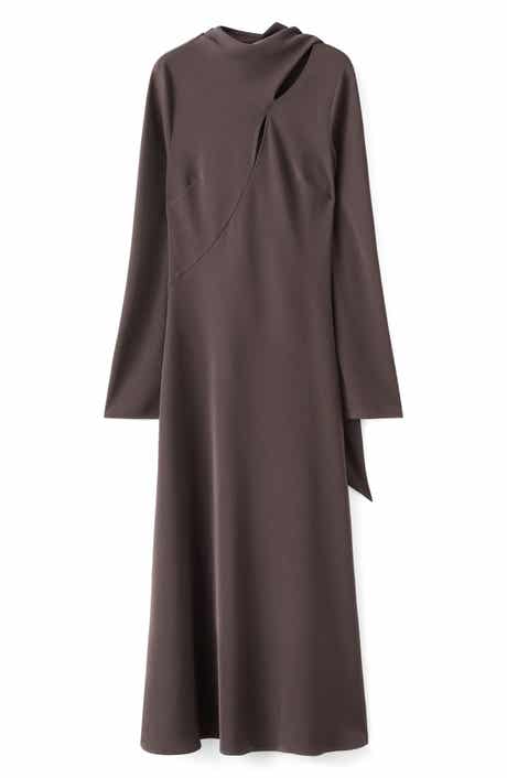 Scarf Detail Long Sleeve Dress