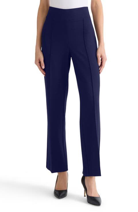Pintuck Pull-On Straight Leg Pants