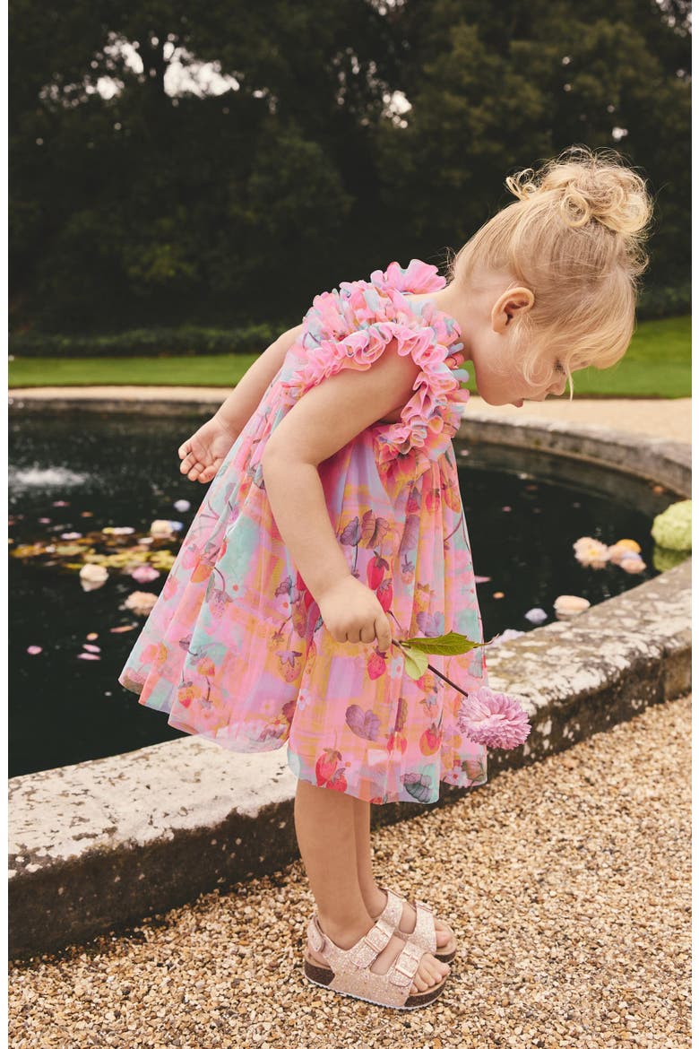 Kids' Ruffle Mesh Dress, Alternate, color, PINK MULTI