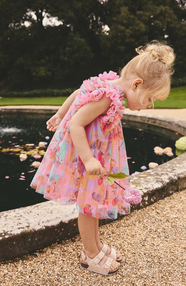 NEXT Kids' Ruffle Mesh Dress, Alternate, color, Multi
