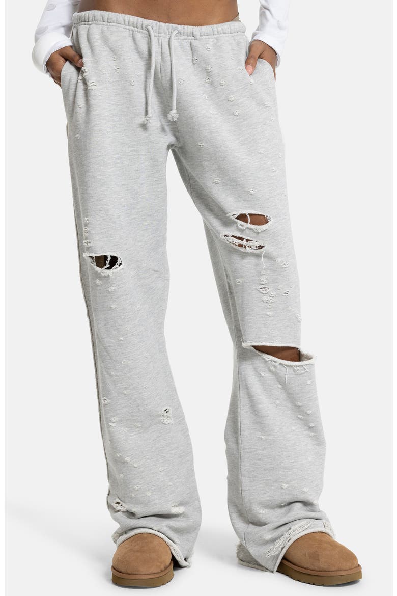 Cleo Distressed Cotton Blend Joggers, Alternate, color, GREY