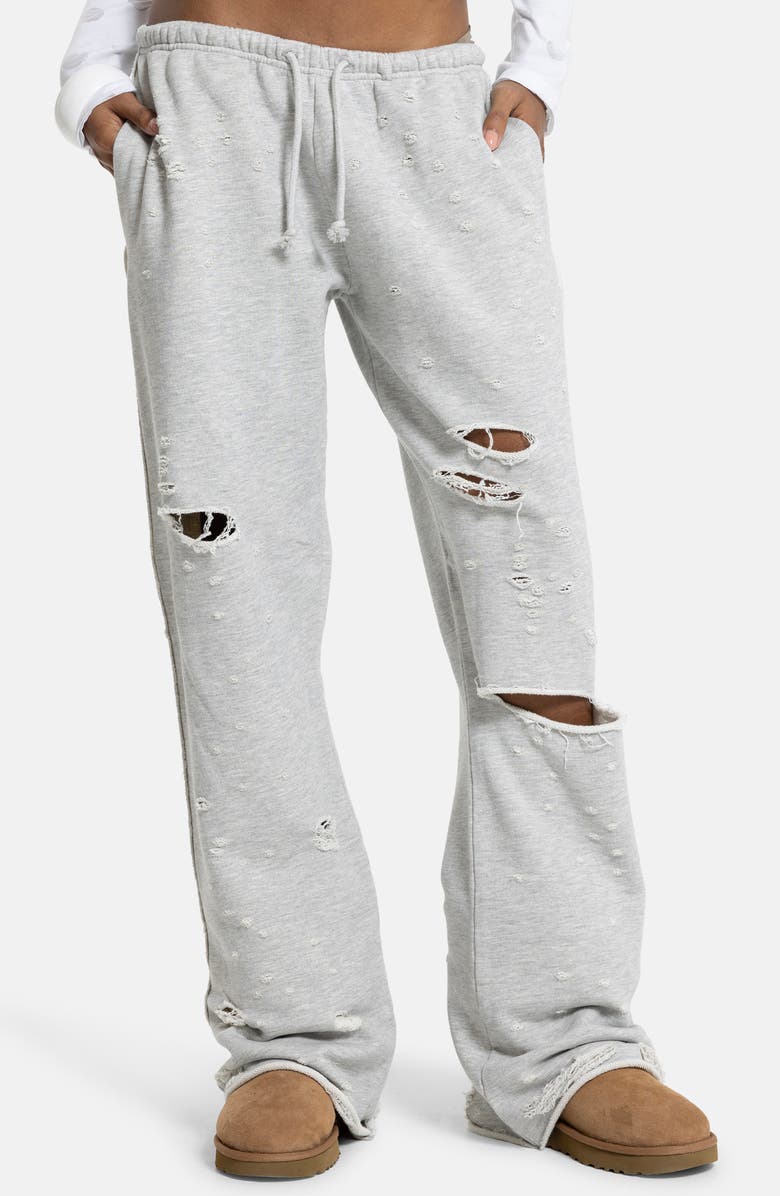 JADED LONDON Cleo Distressed Cotton Blend Joggers, Alternate, color, Grey