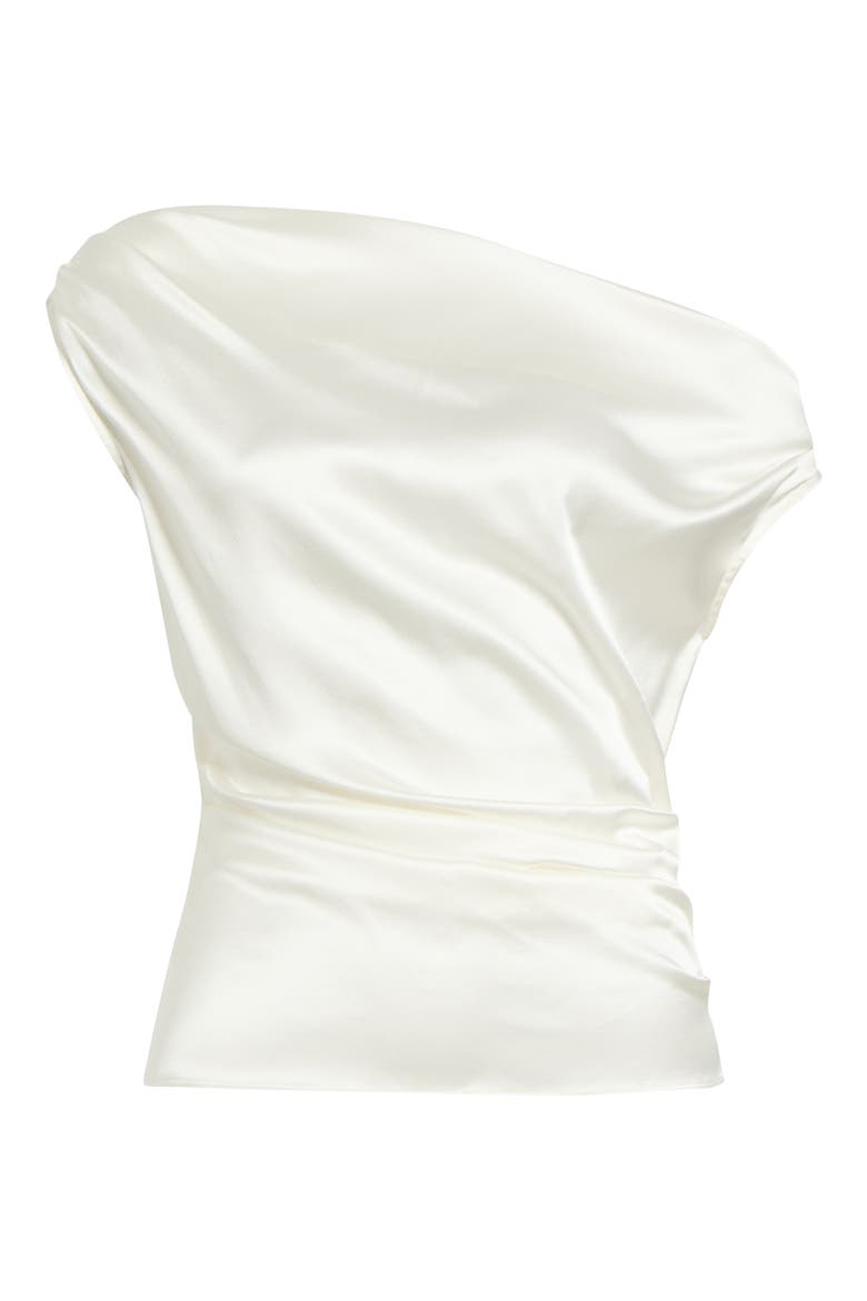 Phare One-Shoulder Stretch Silk Top, Alternate, color, IVORY