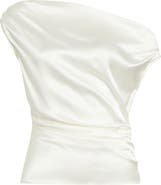 STAUD Phare One-Shoulder Stretch Silk Top