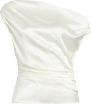 STAUD Phare One-Shoulder Stretch Silk Top