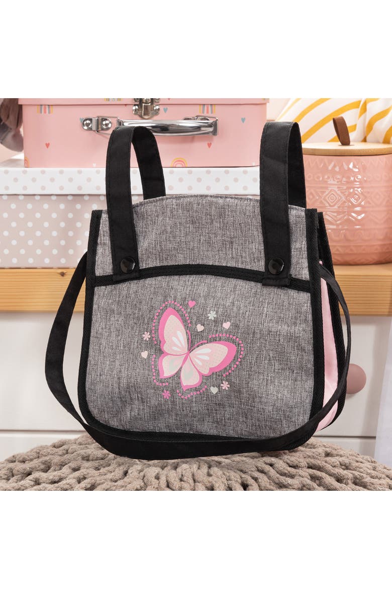 Xeo Twin Pram Butterfly Matching Handbag, Dolls 20 Inches, Alternate, color, Multicolored