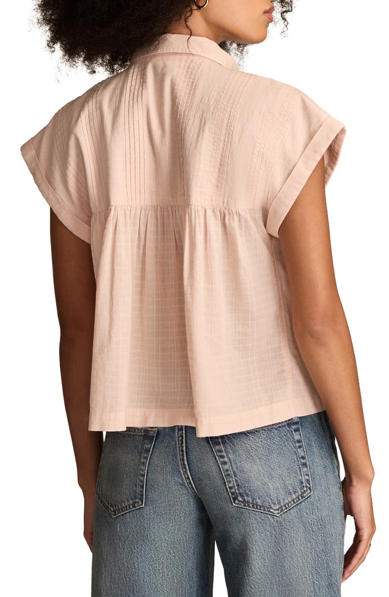 Lucky Brand Lace Inset Pintuck Tunic Shirt, Alternate, color, Peach Whip