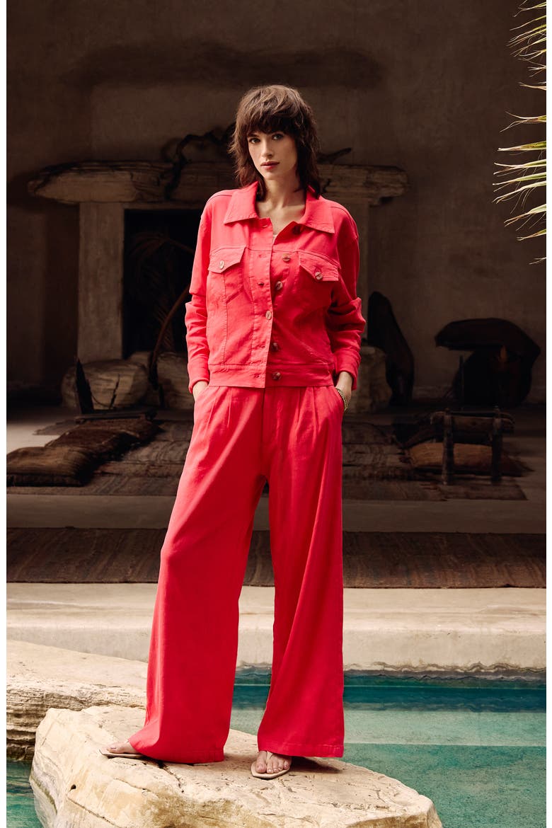 Ryan Wide Leg Linen Blend Pants, Alternate, color, WATERMELON
