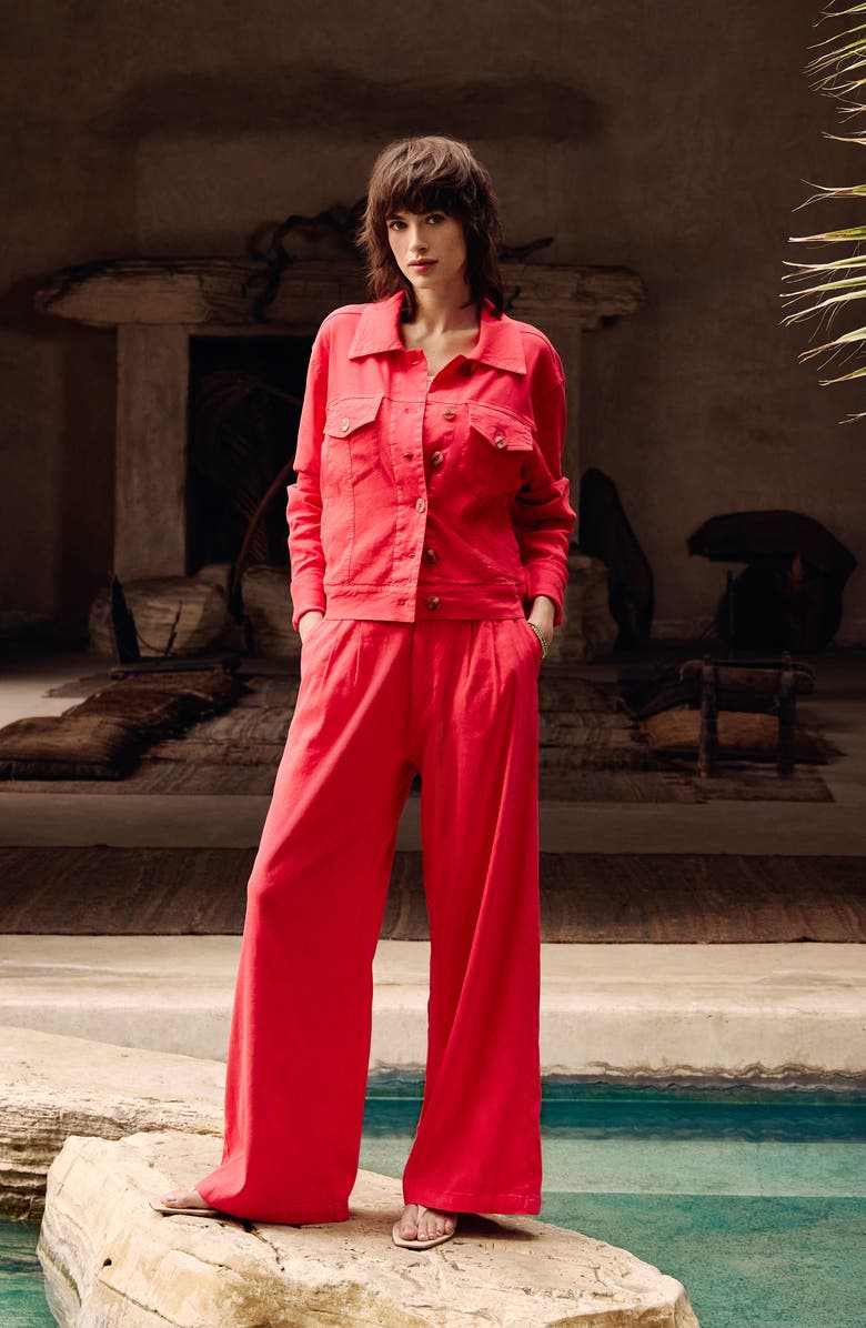 KUT from the Kloth Ryan Wide Leg Linen Blend Pants, Alternate, color, Watermelon