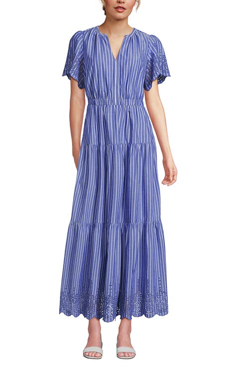 Tiered Cotton Poplin Embroidered Maxi Dress