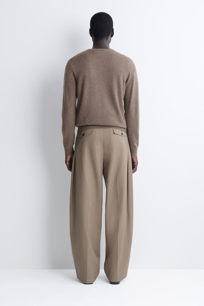 Wool-cotton Relaxed-fit Wide-leg Pants, Alternate, color, DARK BEIGE