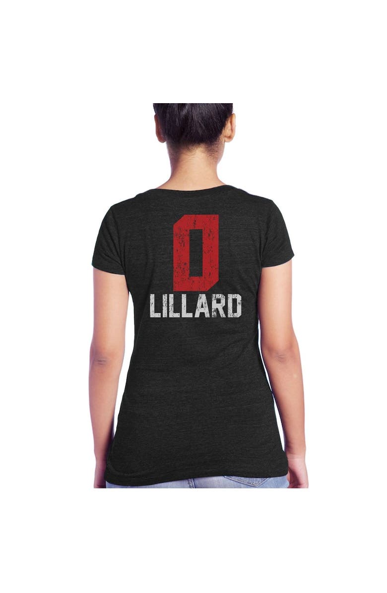 Majestic Threads Women's Majestic Threads Damian Lillard Black Portland Trail Blazers Name & Number Tri-Blend V-Neck T-Shirt, Alternate, color, 
