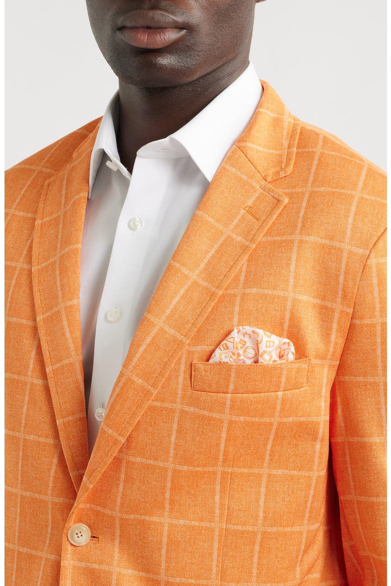 Game Day XC Flex® Pinnacle Orange Windowpane Check Knit Sport Coat, Alternate, color, ORANGE PLAID