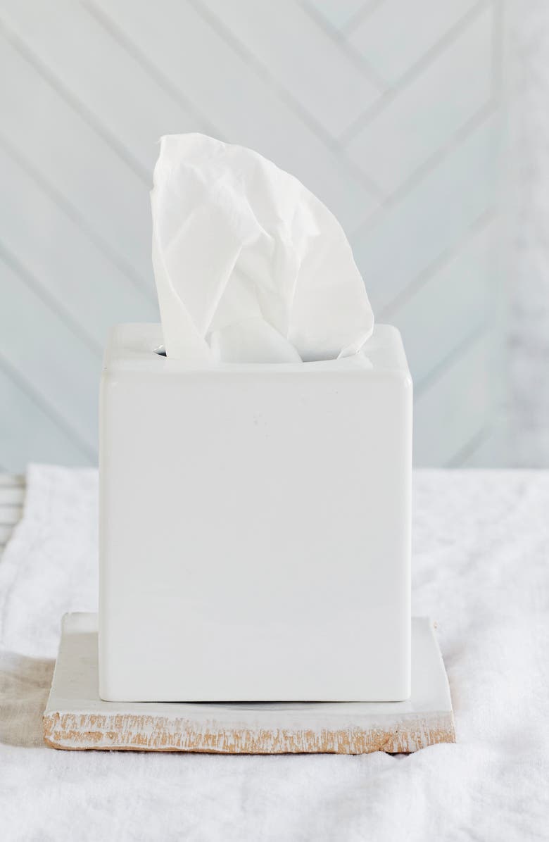The White Company Newcombe Ceramic Tissue Box Cover, Alternate, color,