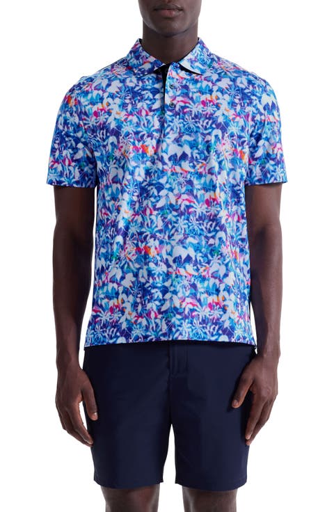 Hendrix Digital Abstract Floral Print Pima Cotton Polo