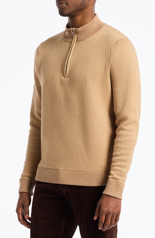 Robert Graham Walton Cotton & Silk Quarter Zip Sweater In Brown