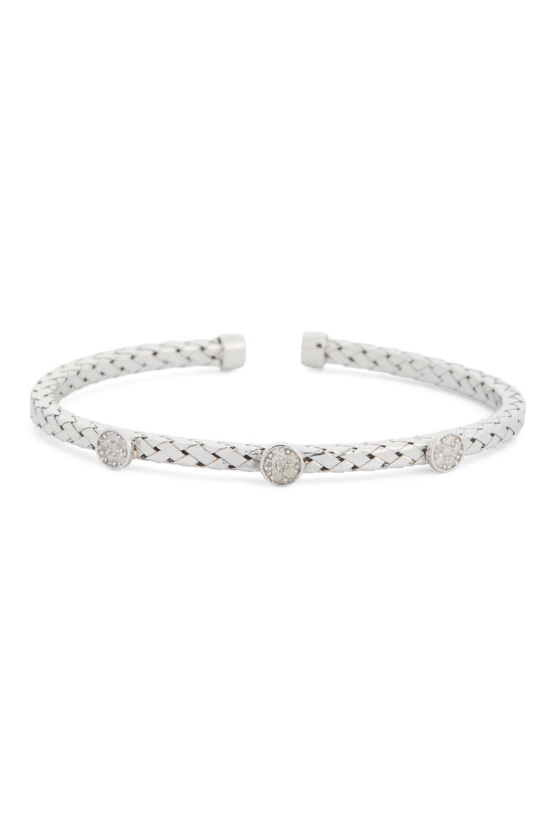 Diamond Station Bangle Bracelet - 0.18ct., Main, color, WHITE