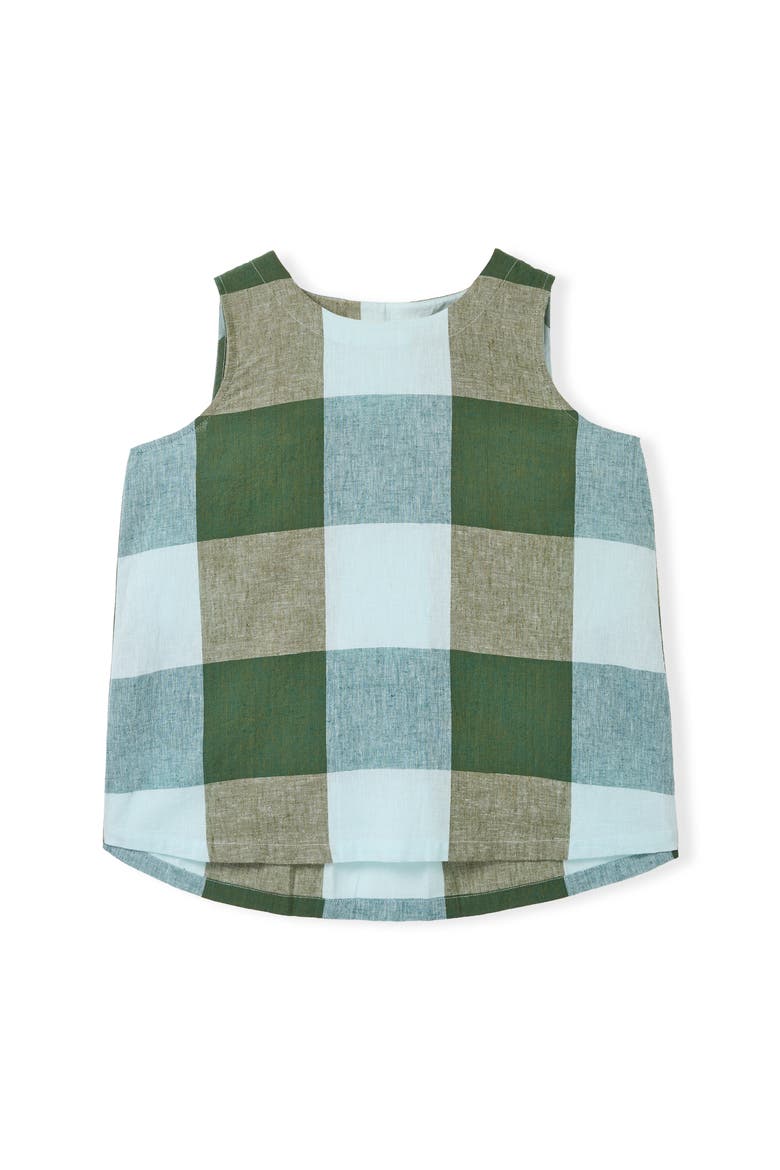 Sleeveless Pleat Back Cotton Blouse, Alternate, color, Green Multi Check
