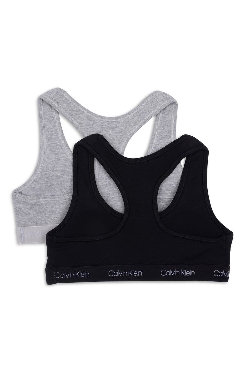 Calvin Klein Kids' Assorted 2-Pack Racerback Bras, Alternate, color, Black/ Heather Gray
