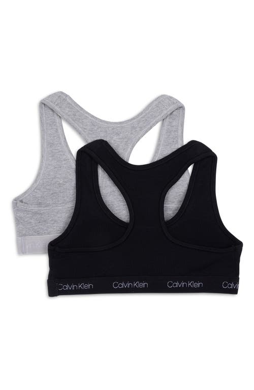 Shop Calvin Klein Kids' Assorted 2-pack Racerback Bras In Black/heather Gray