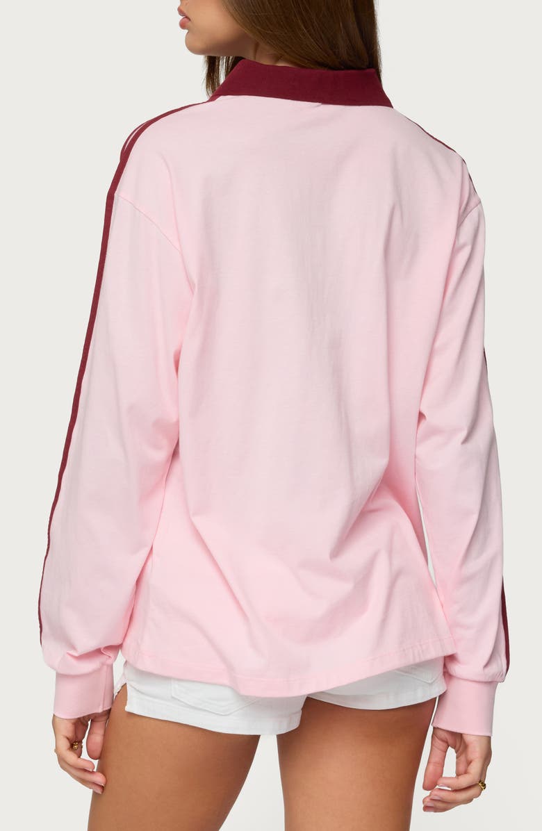 EDIKTED Brooklyn Johnny Collar Cotton Graphic T-Shirt, Alternate, color, Light-Pink