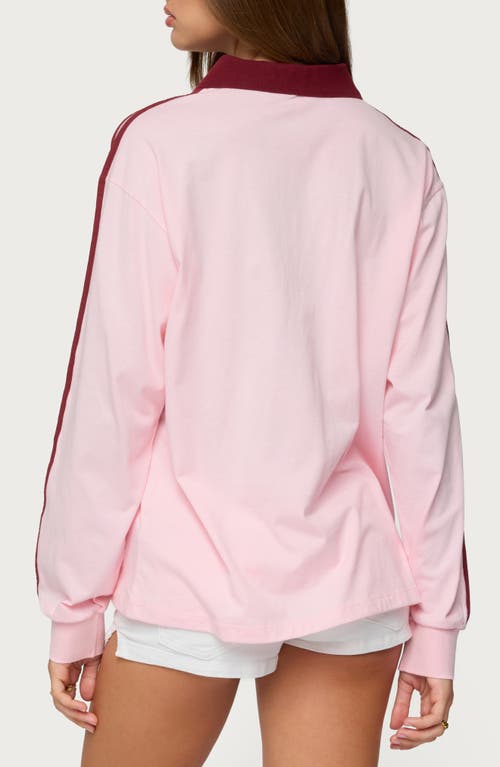 Edikted Brooklyn Johnny Collar Cotton Graphic T-shirt In Pink