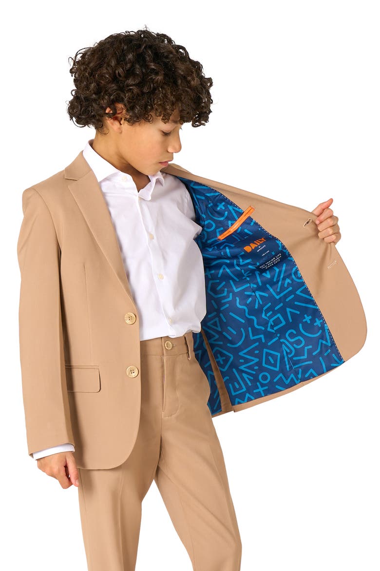 Kids' Daily Dark Sand Stretch Suit, Alternate, color, BEIGE