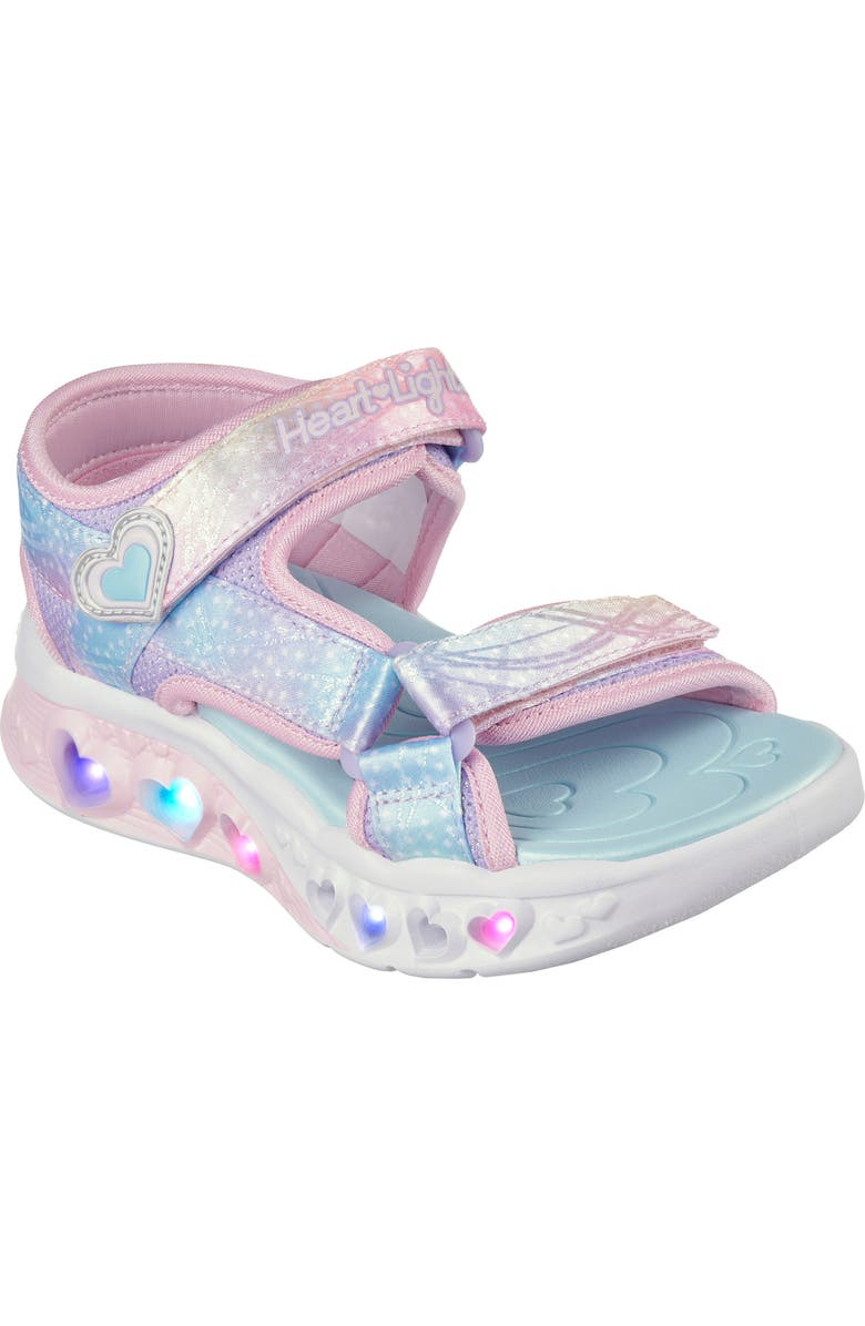 SKECHERS Flutter Hearts Light-Up Sandal, Main, color,