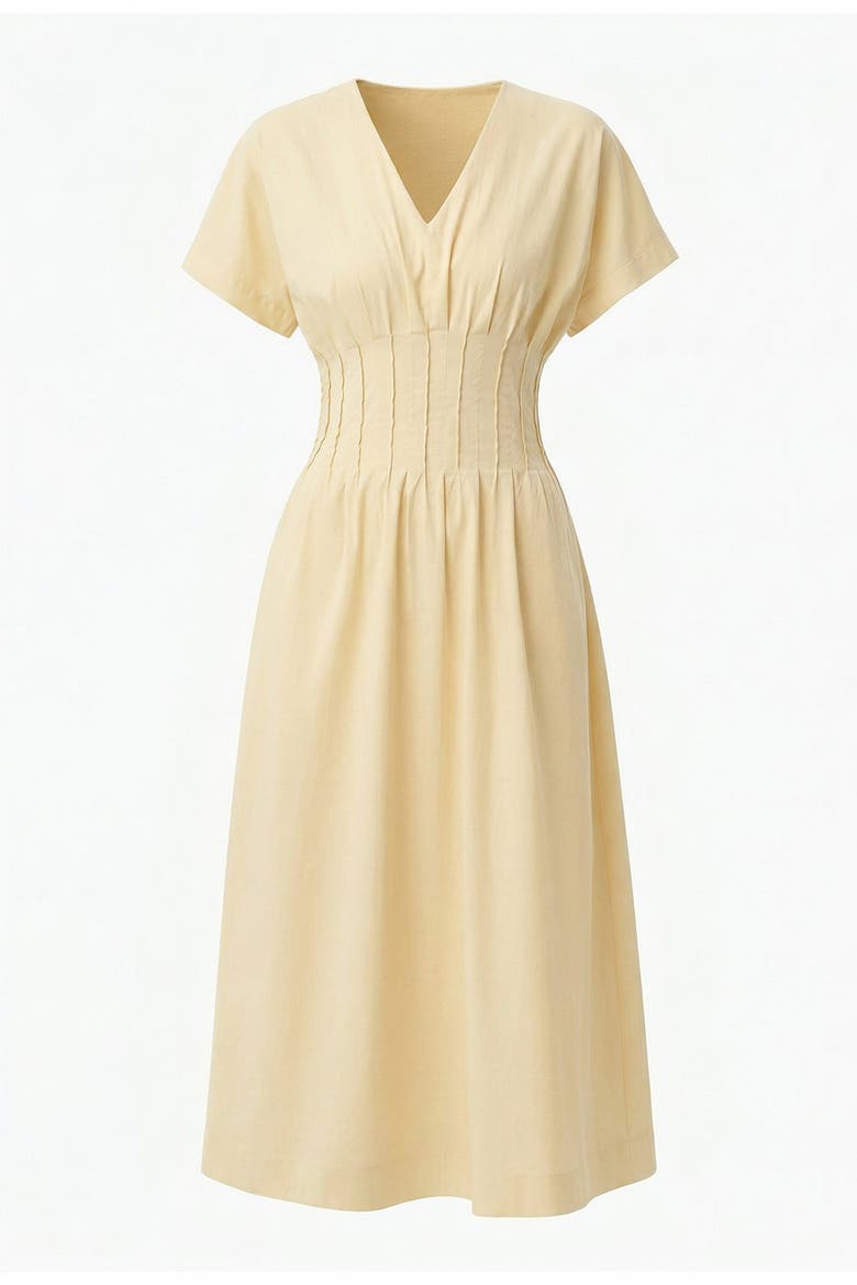 Amaud Short Sleeve V Neck Midi Dress, Alternate, color, Cream