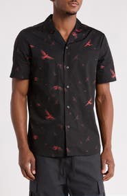 HUGO Ellino Bird Print Camp Shirt
