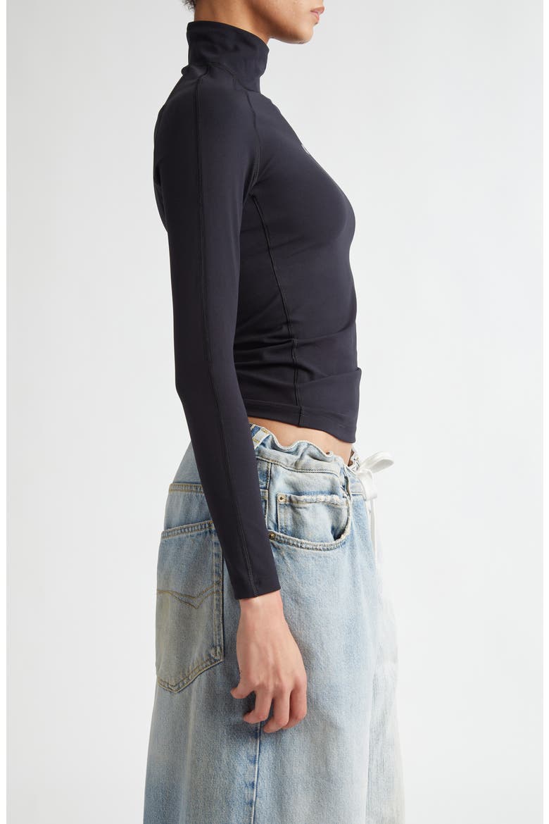 Activewear Logo Fitted Turtleneck Top, Alternate, color, 1081 BLACK/ REFLECTIVE