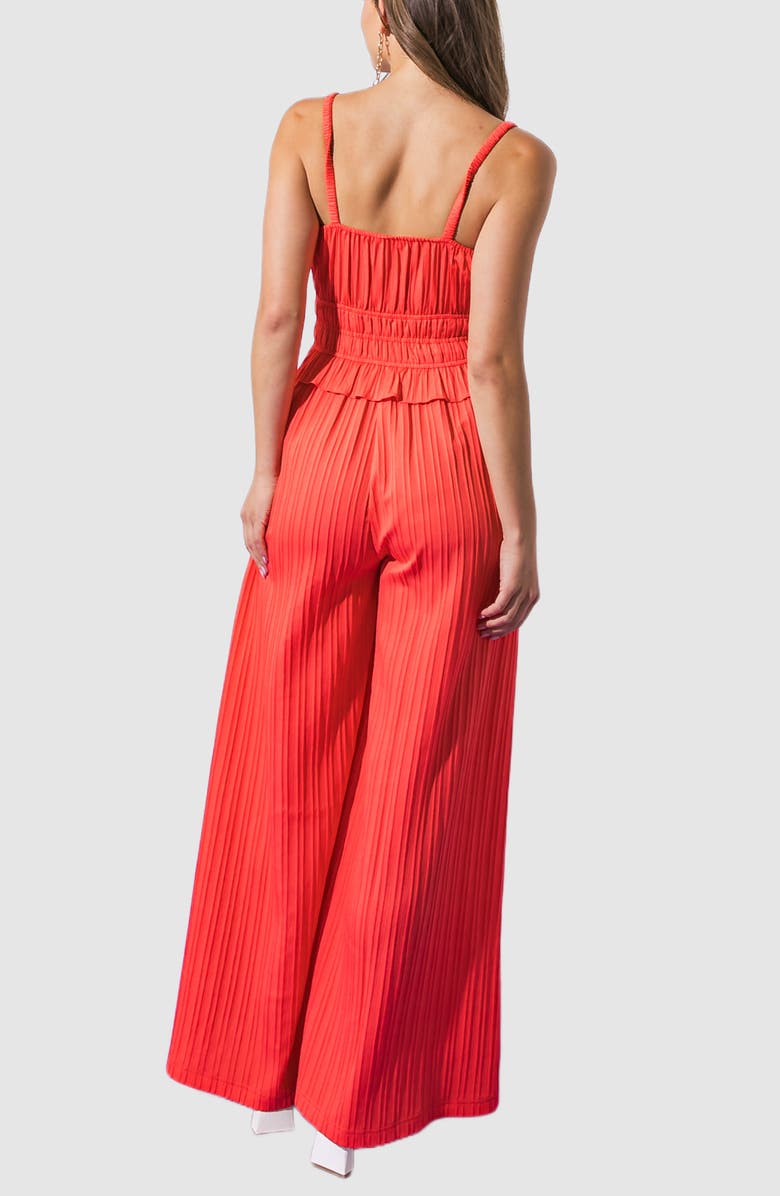 FLYING TOMATO Sleeveless Rib Wide Leg Jumpsuit, Alternate, color, Coral Red