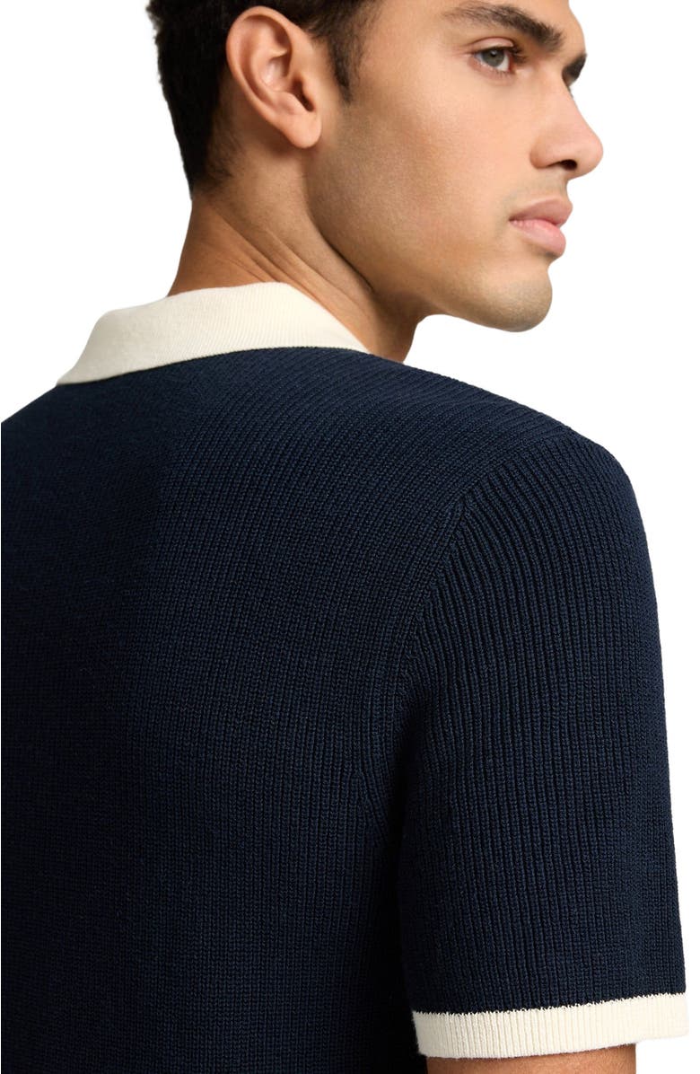 Onia Cotton Linen Knit Polo, Alternate, color, Midnight/Egret