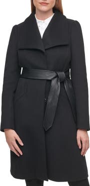 KARL LAGERFELD PARIS Puff Sleeve Belted Coat