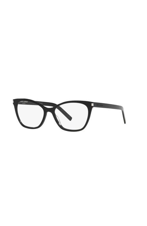 Saint Laurent 54mm Cat Eye Optical Glasses In Black