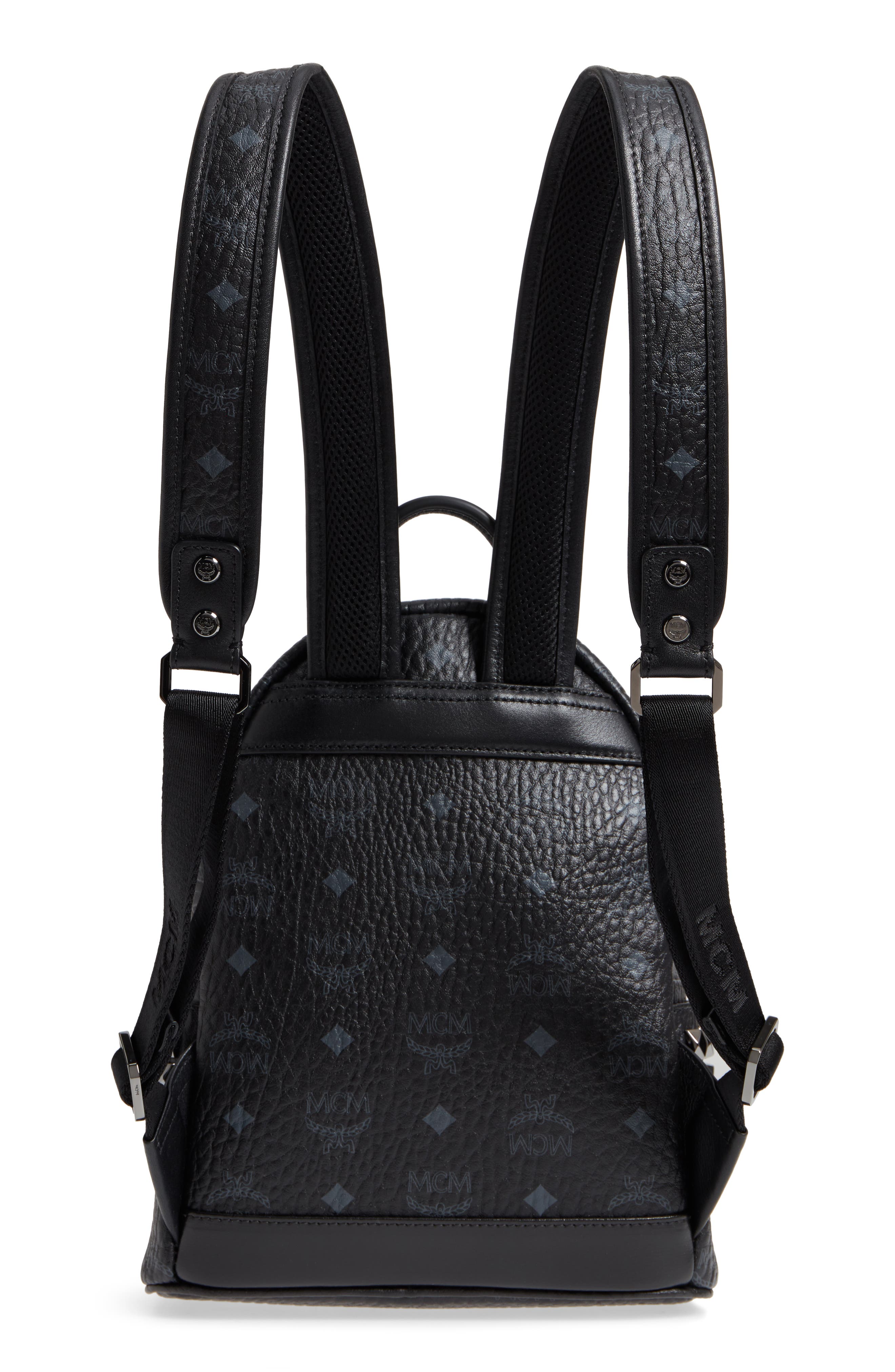 MCM Mini Stark Side Stud Coated Canvas Backpack, Alternate, color, 