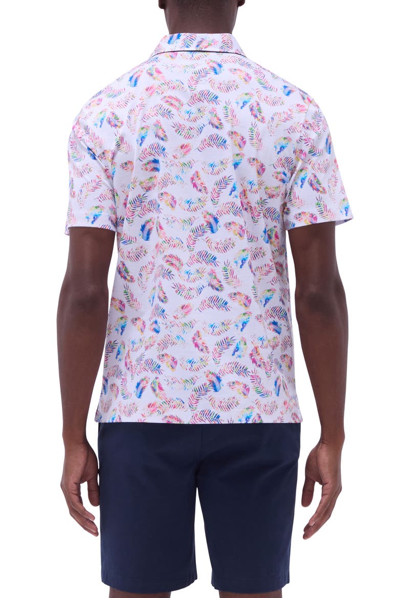 Hendrix Digital Leaf Print Pima Cotton Polo, Alternate, color, WHITE