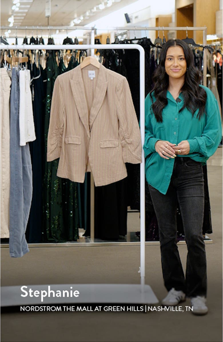 Central Park Scrunch Sleeve Linen Blend Blazer, sales video thumbnail