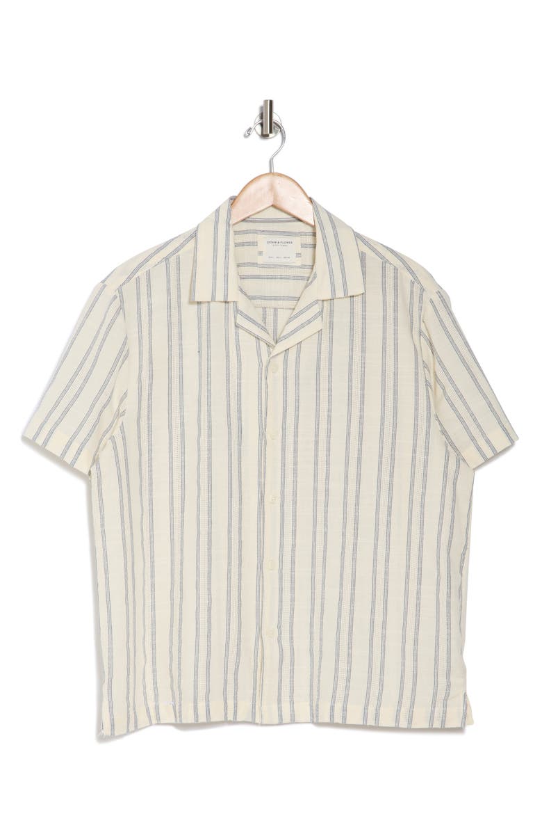 DENIM AND FLOWER Textured Camp Shirt, Alternate, color, Cream