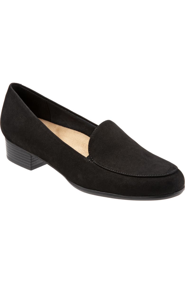 Trotters Monarch Loafer, Main, color, Black Suede