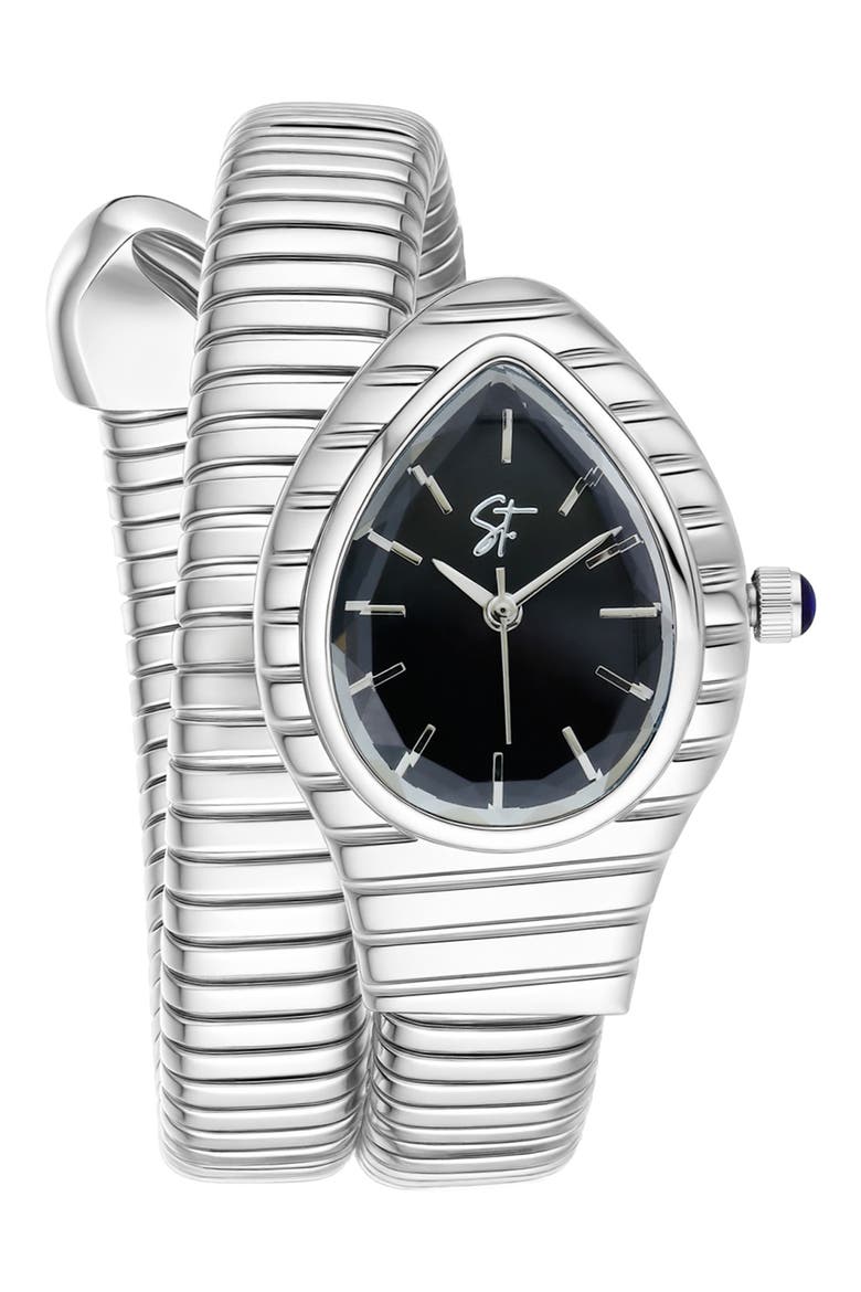 Serpentine Wraparound Bracelet Watch, 12.7mm x 25.4mm, Main, color, SILVER
