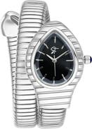 st. Moran Serpentine Wraparound Bracelet Watch, 12.7mm x 25.4mm