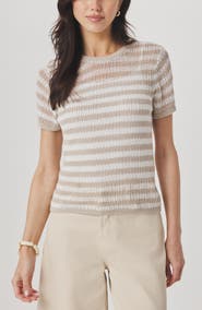 Splendid Yasmine Striped Short Sleeve Sweater