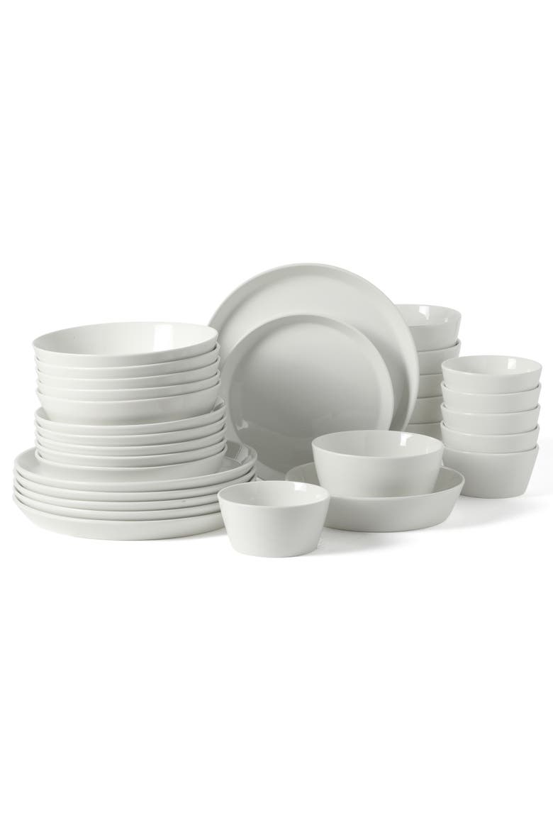 Selma 16-Piece Plates and Bowls Dinnerware Set, Service for 4, Main, color, White
