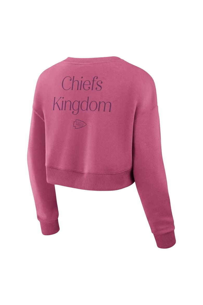 Women's Fanatics Pink Kansas City Chiefs Studio Tri-Blend Cropped Pullover Sweatshirt, Alternate, color, Pink