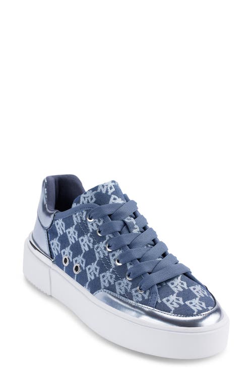 Shop Dkny Bradley Metallic Logo Platform Sneaker In Celeste
