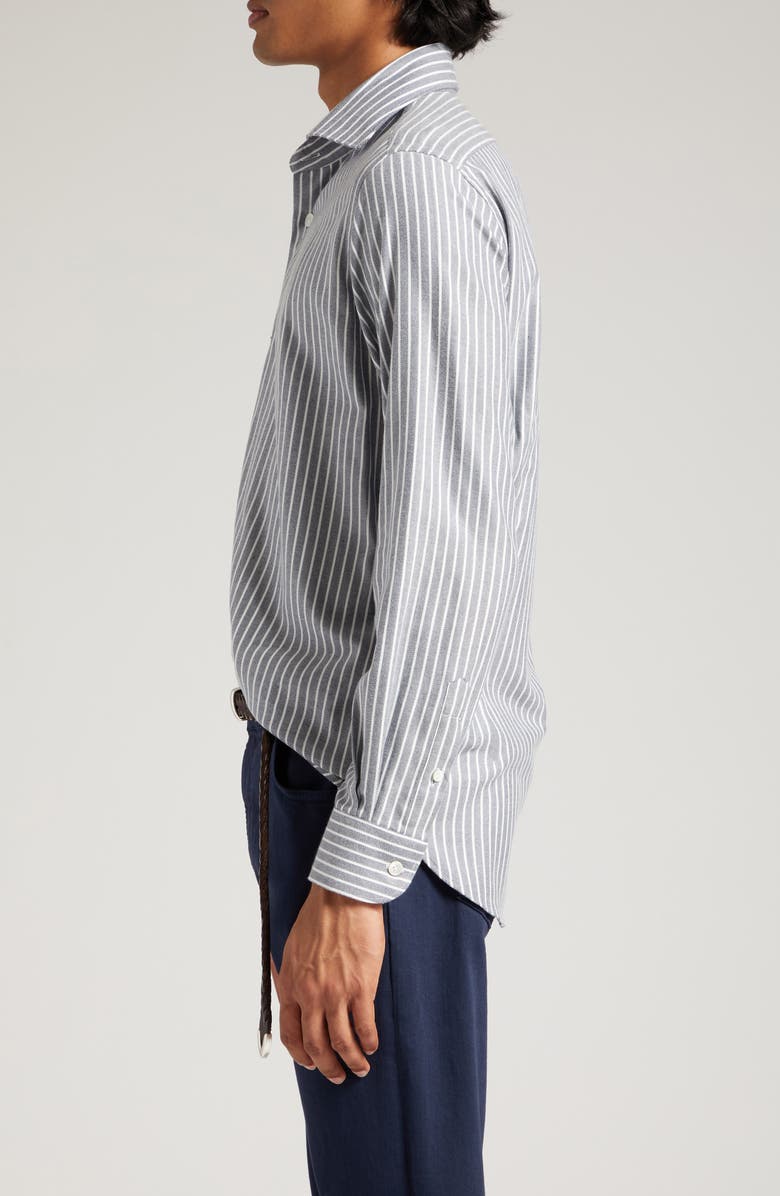 Eleventy Pinstripe Cotton Blend Button-Up Shirt, Alternate, color, 