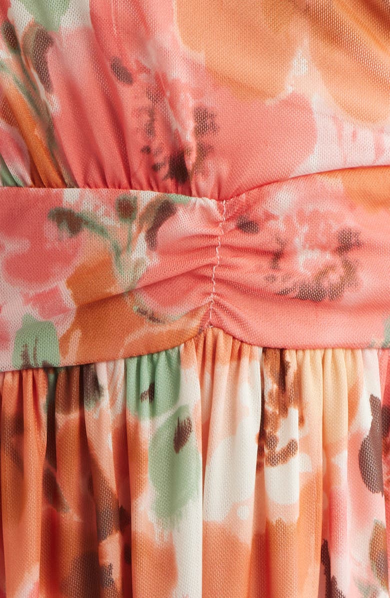 Loveappella Floral Print Swing Dress, Alternate, color, Coral