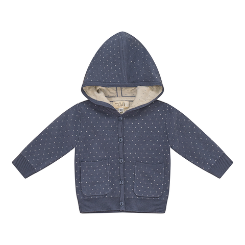 Knitted Hooded Jacket with Patch Pockets