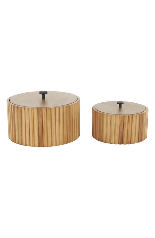 Sonoma Sage Home Set Of Two Handmade Wood Slatted Storage Bins In Brown